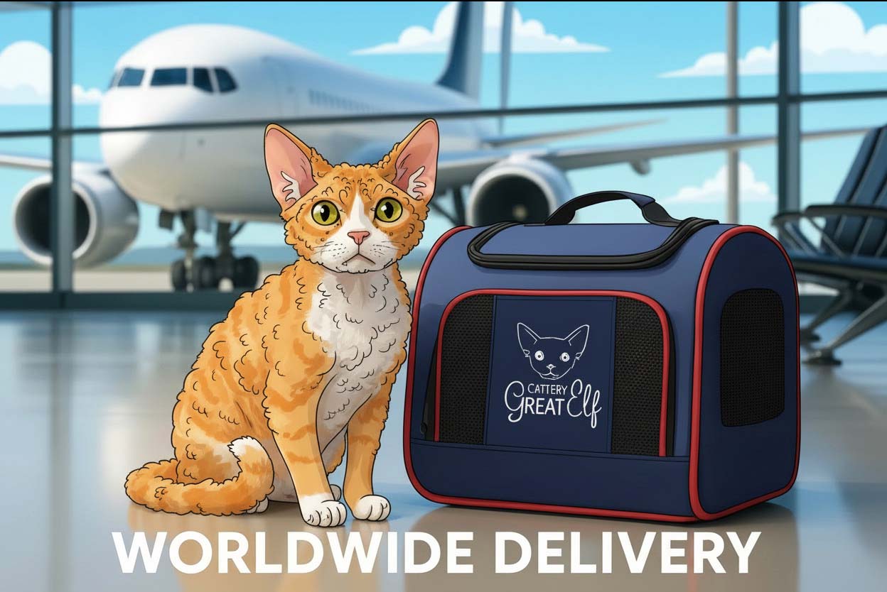 Worldwide Devon Rex kitten delivery to USA, Canada and Europe